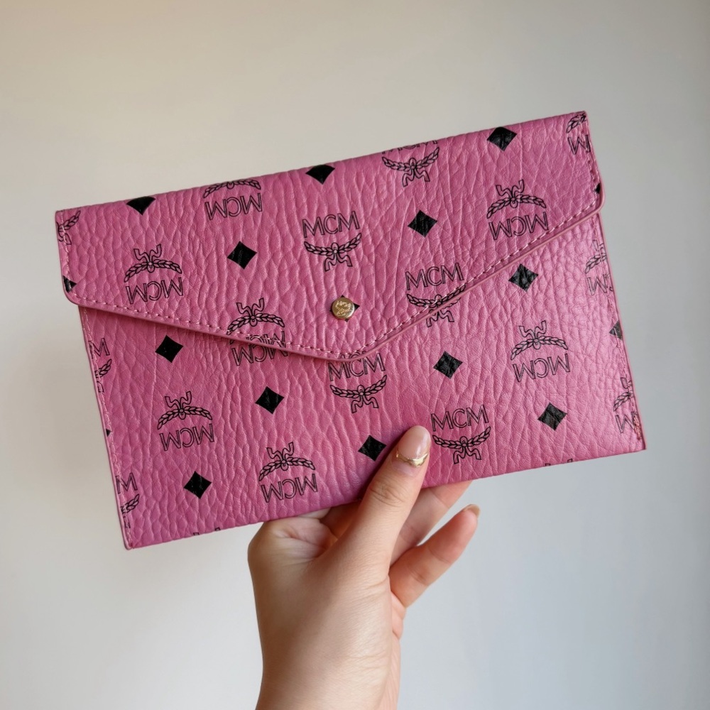 MCM Pink and Black Clutch